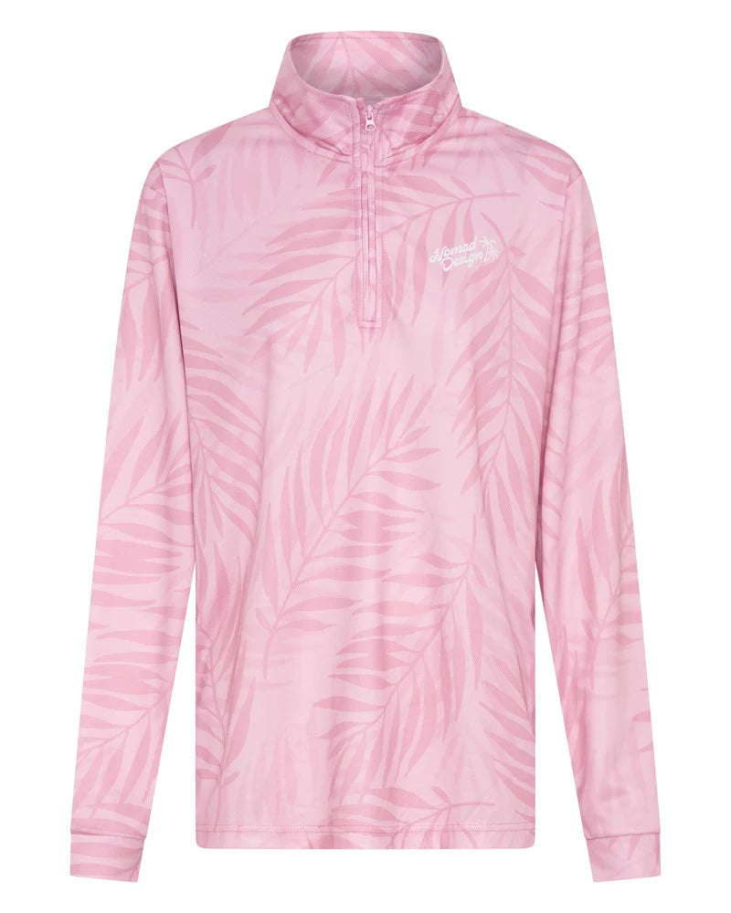 Nomad Womens Collared Fishing Jersey - Rose Palms