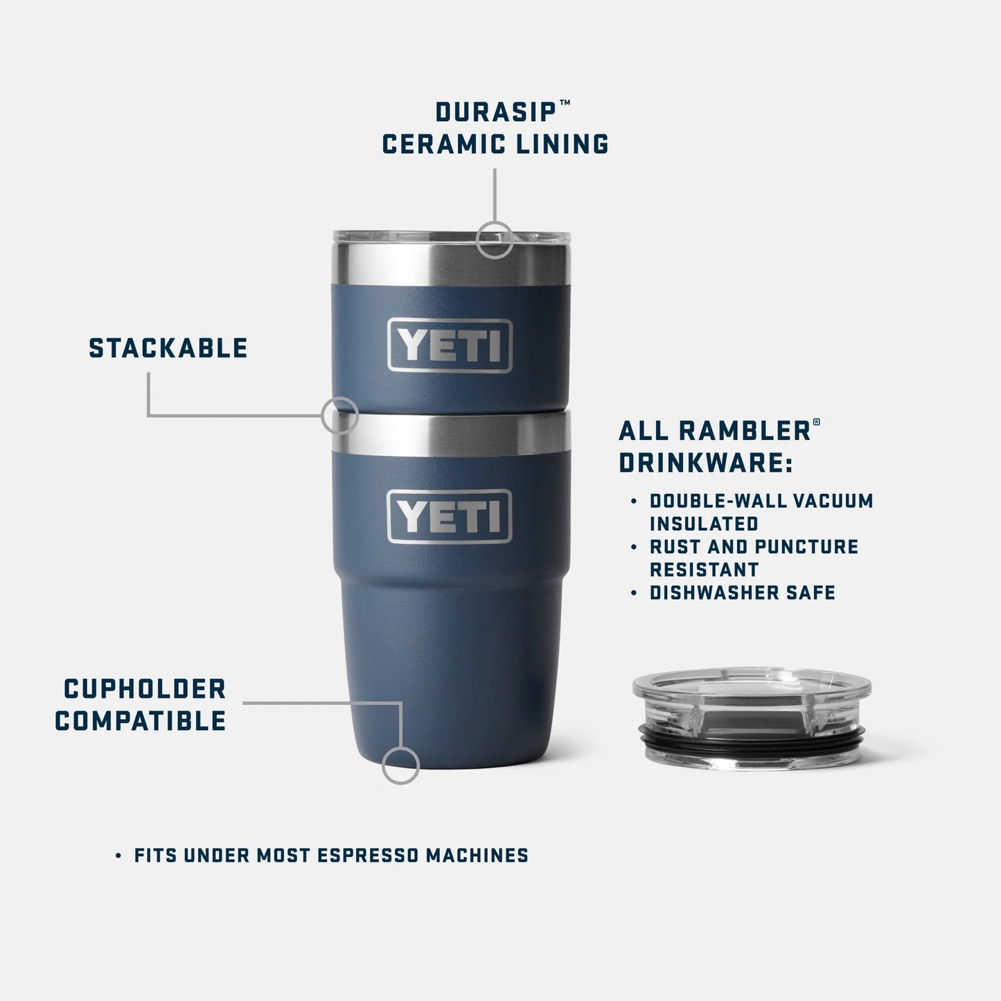 Yeti Rambler 8oz (236ml) Stackable Cup with Durasip Ceramic Lining