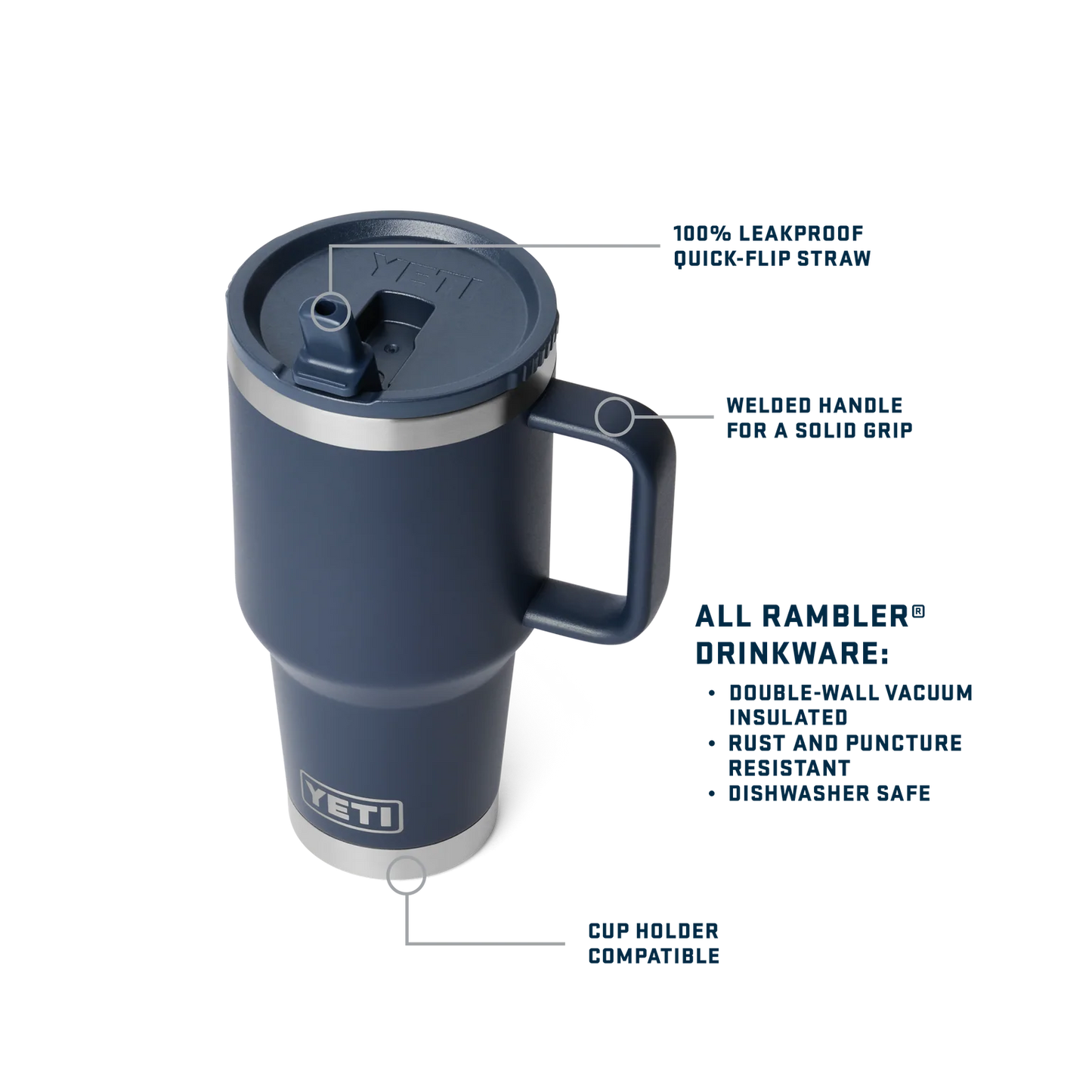 Yeti Rambler 30oz (887ml) Travel Straw Mug