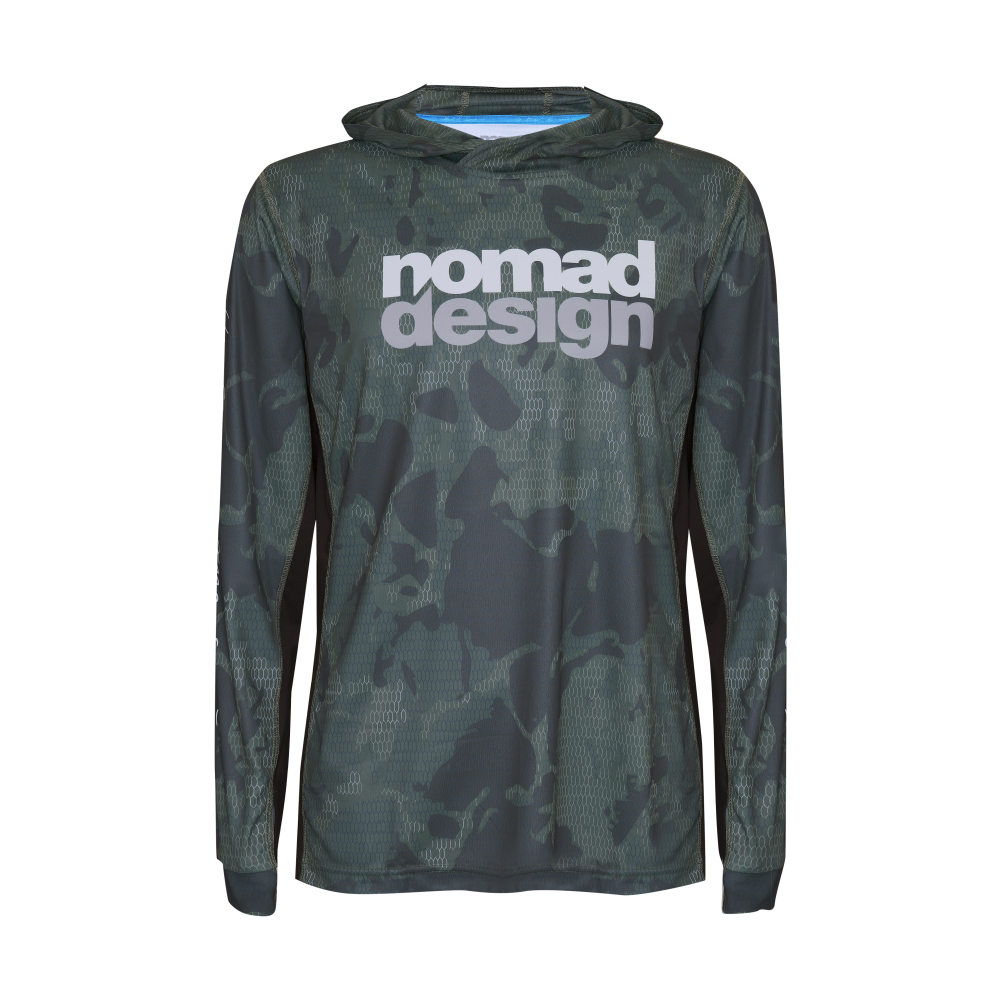 Nomad Hooded Tech Fishing Shirt Forest Camo